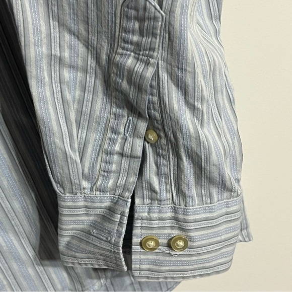 Men’s Geoffrey Beene Dress Shirt Blue White Stripes Size Large 16-16.5 - Picture 9 of 10